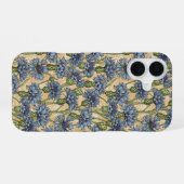 青いトウモロコシの花、花はホニー黄色 iPhone 16ケース (裏面横)