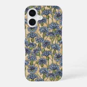 青いトウモロコシの花、花はホニー黄色 iPhone 16ケース