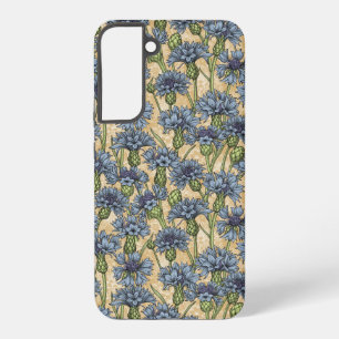青いトウモロコシの花、花はホニー黄色 SAMSUNG GALAXY S22+ケース