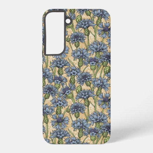 青いトウモロコシの花、花はホニー黄色 SAMSUNG GALAXYケース (裏面)