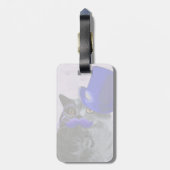 青いトップハットと口ひげのある灰色の猫 ラゲッジタグ (裏面縦)
