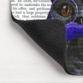 青いトップハットと青い口ひげの灰色の猫 マウスパッド (コーナー)