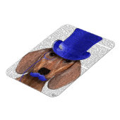 青いトップハットと青い口ひげ付きダシュント マグネット (左側)