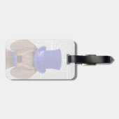 青いトップハットと青い口ひげ付きダシュント ラゲッジタグ (裏面横)