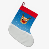青いトナカイ ラージクリスマスストッキング (正面 (吊り時))