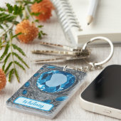 青いトパーズと銀インスパイアのキーチェーン(10) キーホルダー (正面右)