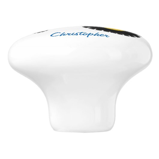 青いトラクターはちょうど名前を加えます セラミックノブ (側面)