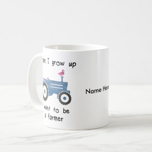 青いトラクター及びアヒル私は農夫になりたいと思います コーヒーマグカップ (正面左)