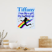 青いトラックとフィールドのポパーソナライズされたスター ポスター (キッチン)