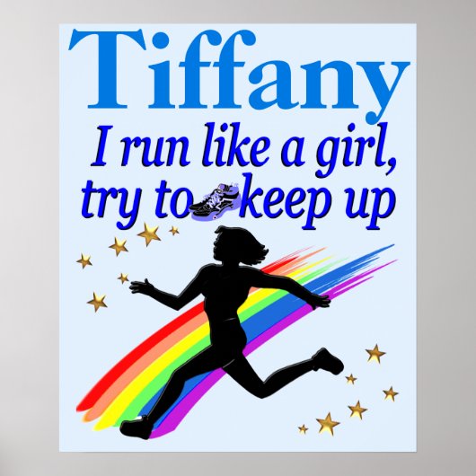 青いトラックとフィールドのポパーソナライズされたスター ポスター (正面)