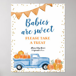 青いトラックのカボチャの看板を下さい ポスター