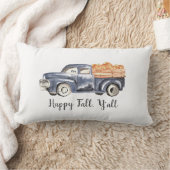 青いトラックのカボチャ枕- "幸せな秋、" ランバークッション (ブランケット)