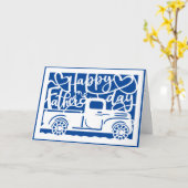 青いトラックの父の日グリーティングカード カード (黄色い花)