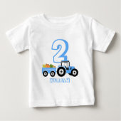 青いトラックの農産物のお誕生日ボーイ ベビーTシャツ (正面)