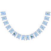 青いトラックの青い白のストライプの誕生日の旗 バンティングフラッグ (全)