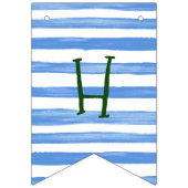 青いトラックの青い白のストライプの誕生日の旗 バンティングフラッグ (第1の旗)