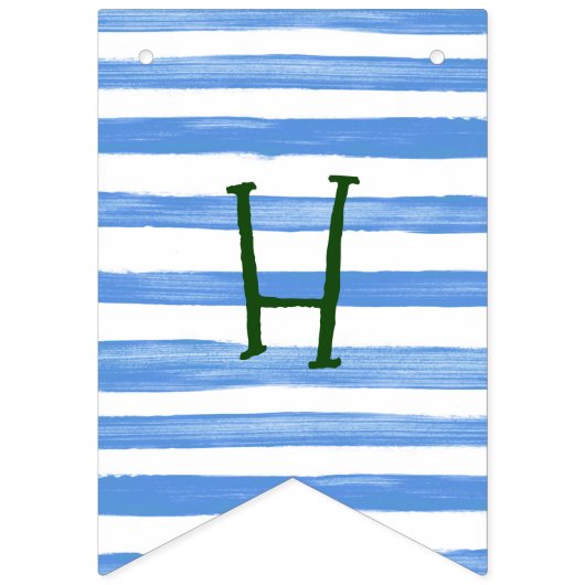 青いトラックの青い白のストライプの誕生日の旗 バンティングフラッグ (第1の旗)