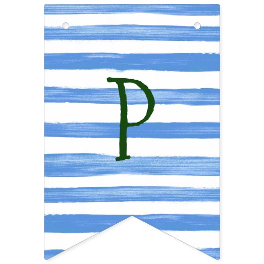 青いトラックの青い白のストライプの誕生日の旗 バンティングフラッグ (第3の旗)