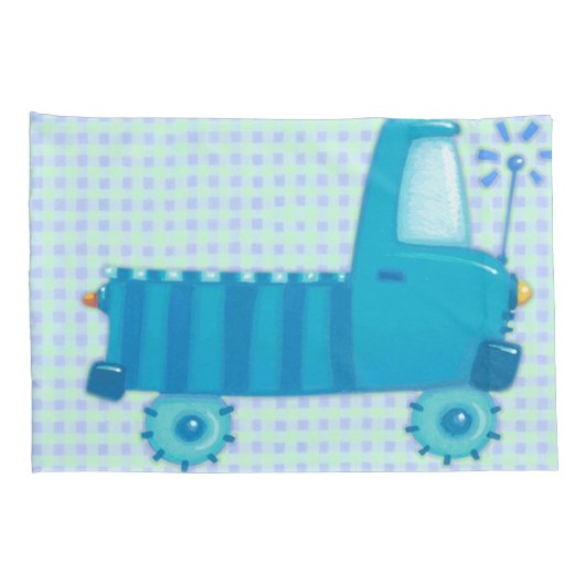 青いトラック 枕カバー (裏面-右)