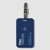 青いトラベモダンラー名識別子 ラゲッジタグ (正面縦)