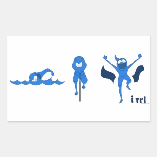 青いトリ漫画ロゴの様々な製品。 長方形シール (正面)