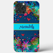 青いトレンディーフローラおもしろいのインスピレーション名 Case-Mate iPhoneケース (裏面)