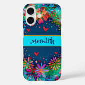 青いトレンディーフローラおもしろいのインスピレーション名 Case-Mate iPhoneケース (裏面)