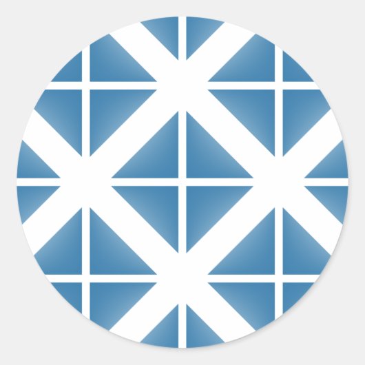 青いトレンディー三角形パターン ラウンドシール (正面)