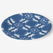 青いトロッティングホースとビットパターン ペーパープレート (アングル)