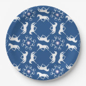 青いトロッティングホースとビットパターン ペーパープレート (正面)