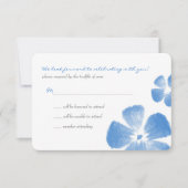 青いトロピカルな水彩花の結婚式出欠確認 出欠カード (正面)