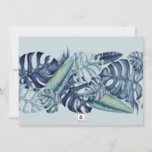 青いトロピカルな葉の境界 クイーンシエニエラ 招待状 (裏面)