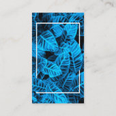 青いトロピカル葉の背景 名刺 (裏面)