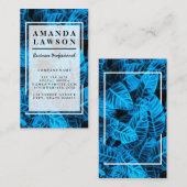 青いトロピカル葉の背景 名刺 (正面/裏面)