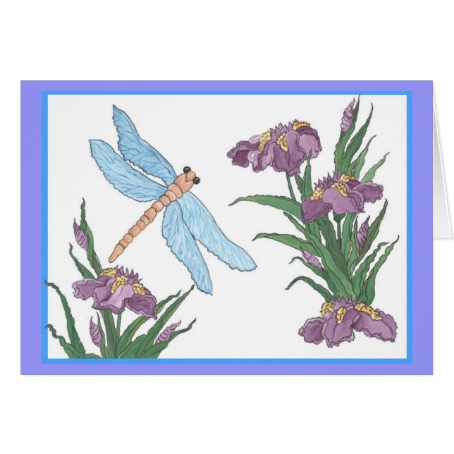 青いトンボおよびアイリス (正面横)