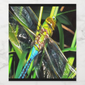 青いトンボきらめく翼絵画の ワインラベル (シングルラベル)