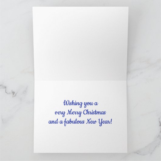 青いトンボと松の針クリスマス カード (内部)