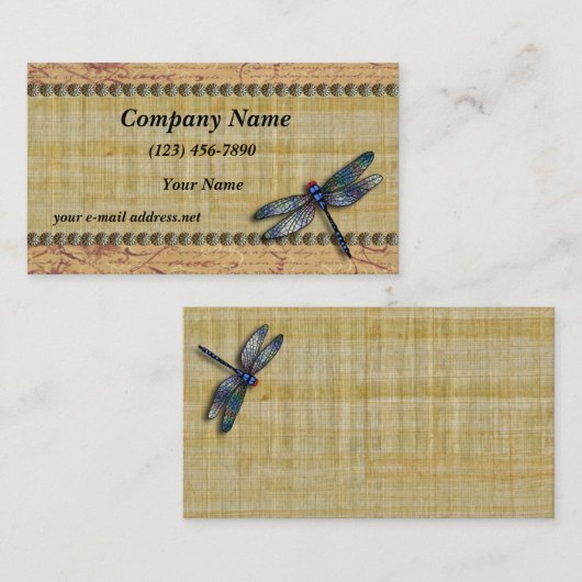 青いトンボのヴィンテージのパピルス 名刺 (正面/裏面)
