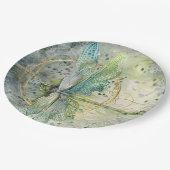 青いトンボの水彩画の紙皿 ペーパープレート (アングル)