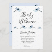 青いトンボの男の子ベビーシャワー招待状 招待状 (正面/裏面)