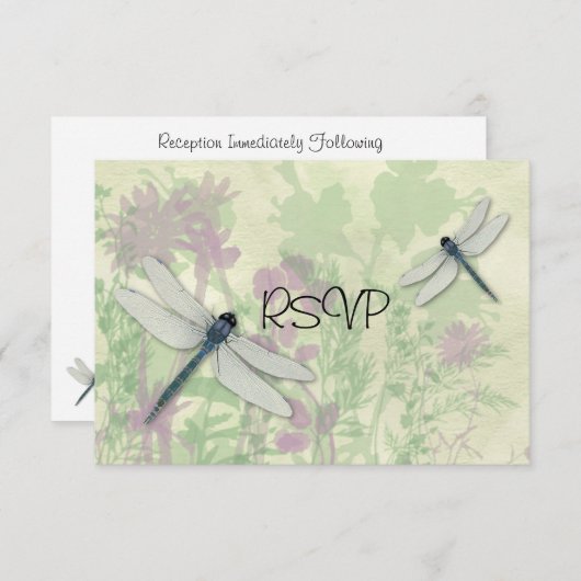 青いトンボの結婚式の招待状の返信 出欠カード (正面/裏面)