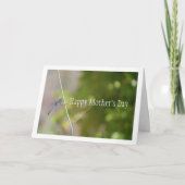 青いトンボの茎の上の肖像 カード (正面)