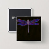 青いトンボの身につけられる芸術 缶バッジ (正面&裏面)