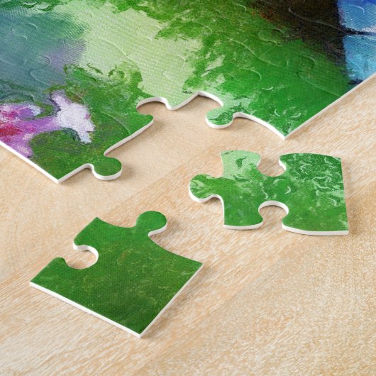 青いトンボの野生のニンニクのドットアート ジグソーパズル (側面)