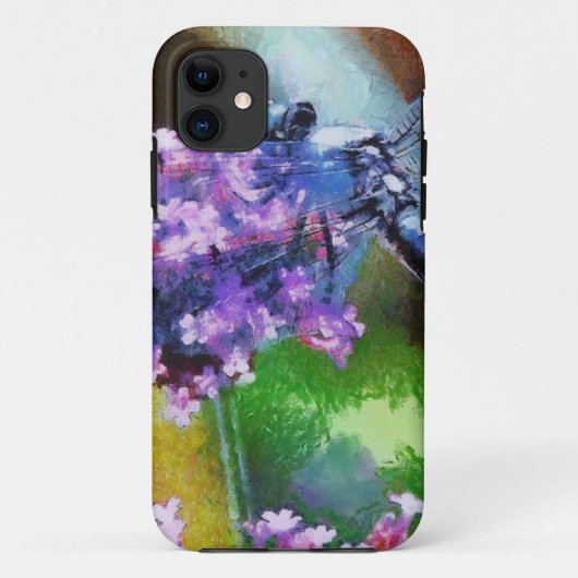 青いトンボの野生のニンニクのドットアート Case-Mate iPhoneケース (裏面)
