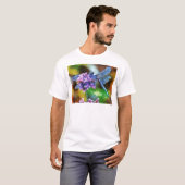 青いトンボの野生のニンニクのドットアート Tシャツ (正面フル)