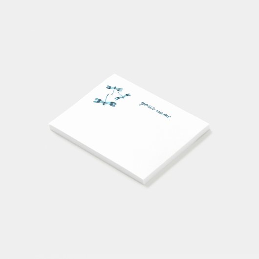 青いトンボ3匹かわいい名前を追加 ポストイット (アングル)