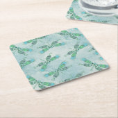 青いトンボ スクエアペーパーコースター (アングル)