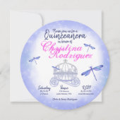 青いトンボ、ピンクのキンセアニエラ招待状 招待状 (正面)