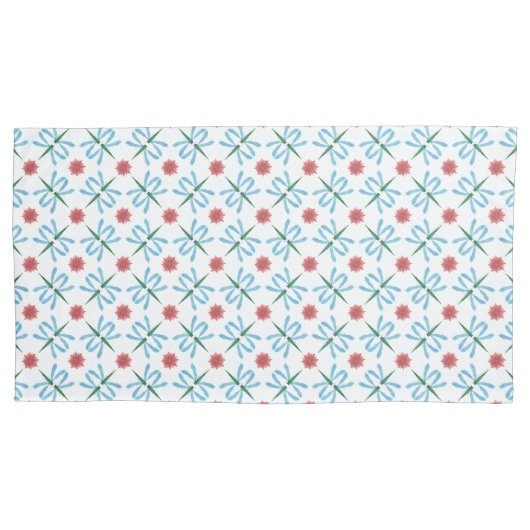 青いトンボ、白のピンクの睡蓮 枕カバー (正面左)